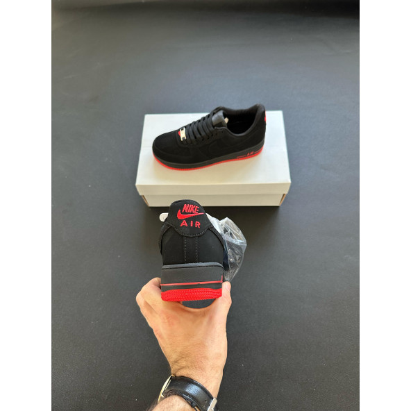 Nike Air Force Siyah Kırmızı Taban - 5