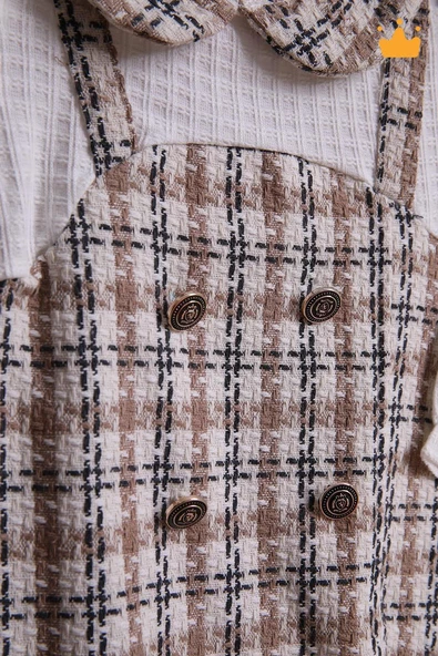 Babyhola Şık Tüvit Bayramlık Kız Bebek Çocuk Elbisesi Şanel Kumaş - 10