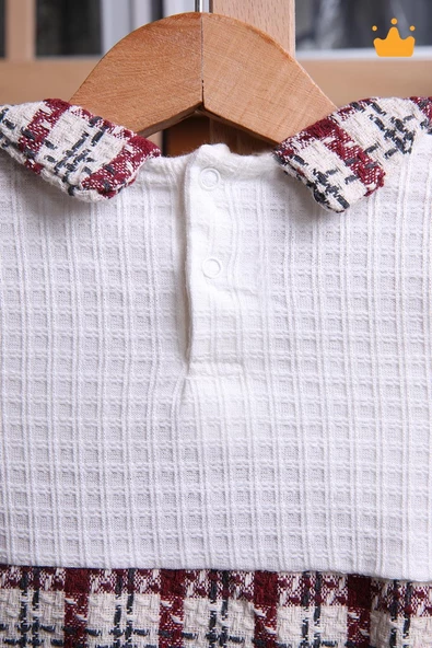 Babyhola Şık Tüvit Bayramlık Kız Bebek Çocuk Elbisesi Şanel Kumaş - 7