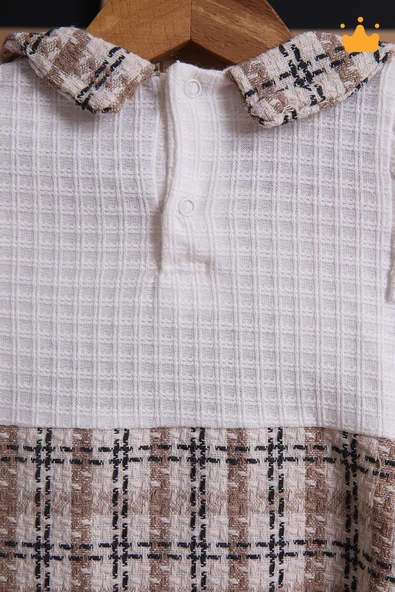 Babyhola Şık Tüvit Bayramlık Kız Bebek Çocuk Elbisesi Şanel Kumaş - 12