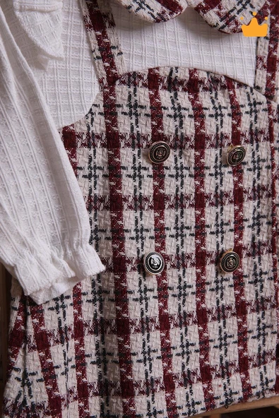 Babyhola Şık Tüvit Bayramlık Kız Bebek Çocuk Elbisesi Şanel Kumaş - 5