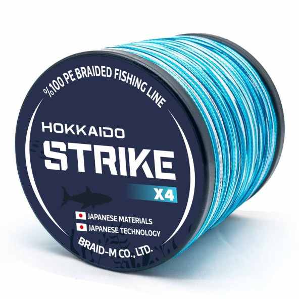 Hokkaido Strike Blue Camo-Mavi Kamuflaj 4 Katlı 0.10.-Mm 500.-METRE 8.7.-Kg Çeker,ip,örgü,ipek Misina