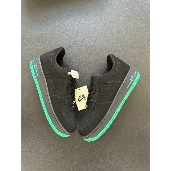 Nike Air Force Süet Siyah Yeşil Taban 1