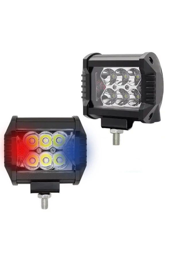 6 Led Çalışma Lambası Kırmızı Mavi Flaşlı Offroad Modlu