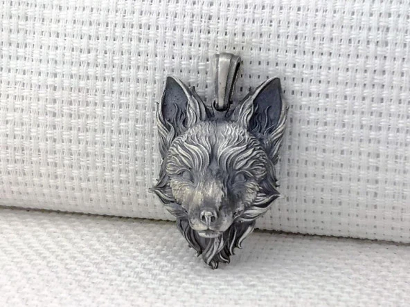 Üç Boyutlu Tilki 925 Ayar Gümüş Kolye Ucu - Resim 4