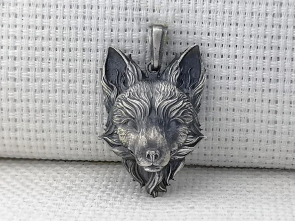 Üç Boyutlu Tilki 925 Ayar Gümüş Kolye Ucu - Resim 3
