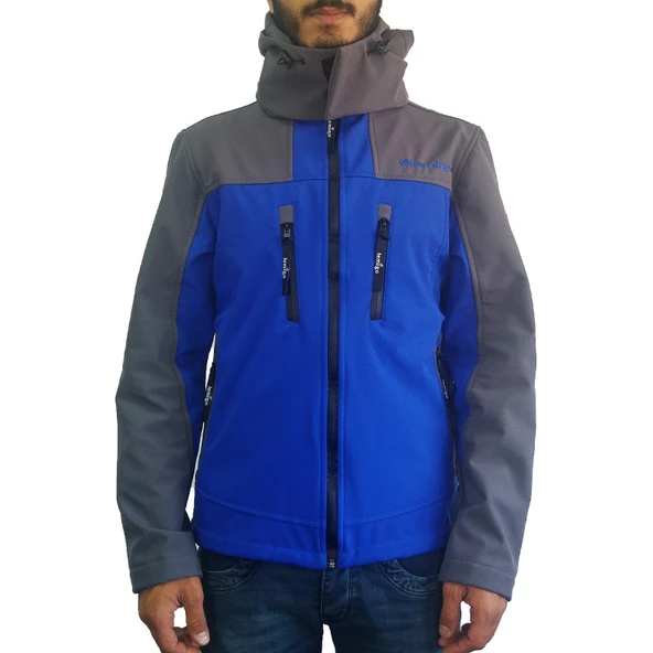 Lemigo Softshell Kapşonlu Mavi-Gri Mont