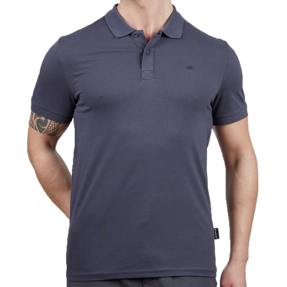 Erkek Polo Yaka Tişört - Pamuklu Spor Tişört - Stratus - Antrasit (600303)