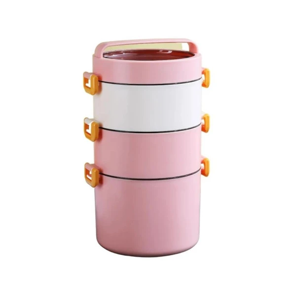 Vagon Karma Çelik Lunch Box 1800 Ml - PEMBE