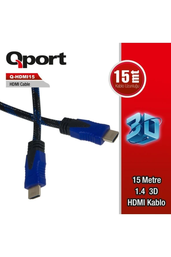 Qport  Q-hdmı15 Hdmı Kablo 15mt Ver1.4 Altın Uçlu 3d