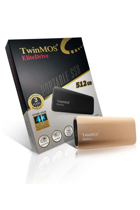 TwinMOS  512gb Taşınabilir External Ssd Usb 3.2/type-c (gold) - Resim 3