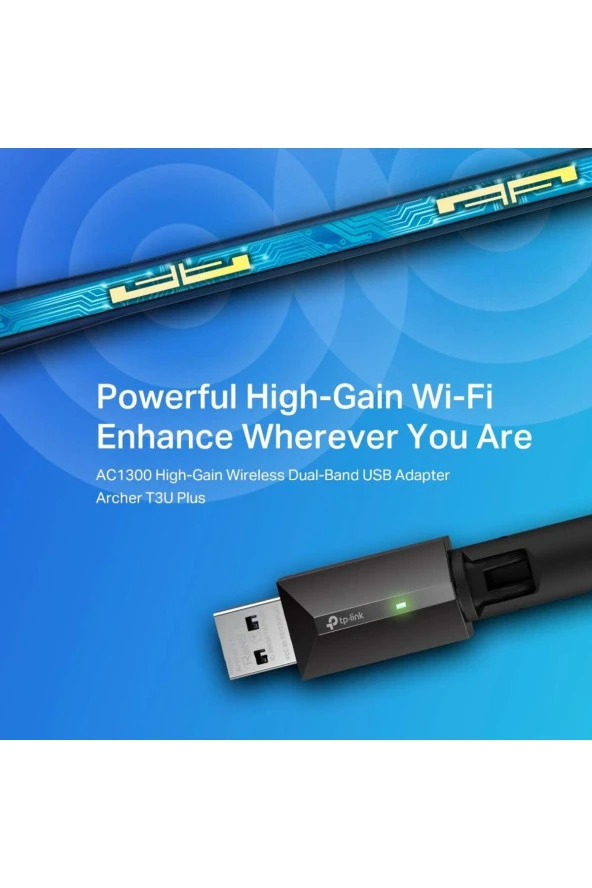 TP-LINK  Archer T3u Plus, Ac1300 Mbps Kablosuz Dual-band Usb Adaptör, Siyah
