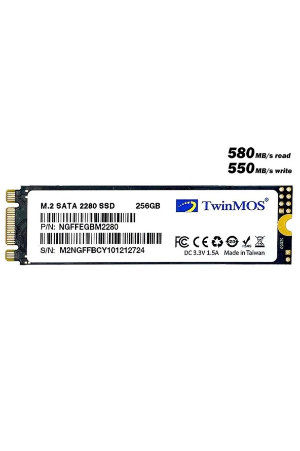 TwinMOS 256 Gb Ngffegbm2280 M.2 Sata 3.0 Ssd - 3