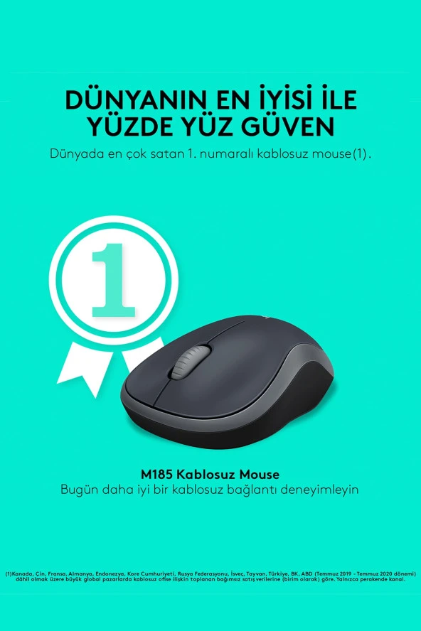 Logitech M185 Nano USB Kablosuz Mouse Gri (910-002235)