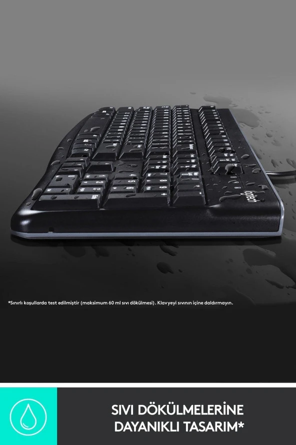 logitech  K120 USB Kablolu Türkçe Q Klavye - Siyah 920-002505 - 4