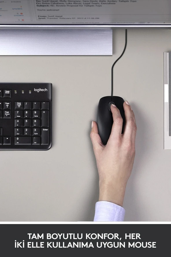 logitech  Mk120 Kablolu Q Tr Siyah Klavye Mouse Seti - Siyah - 3