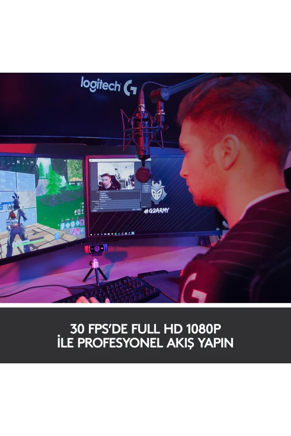 logitech  C922 Full HD 1080p Yayıncılar için Profesyonel Web Kamerası - Siyah - 4