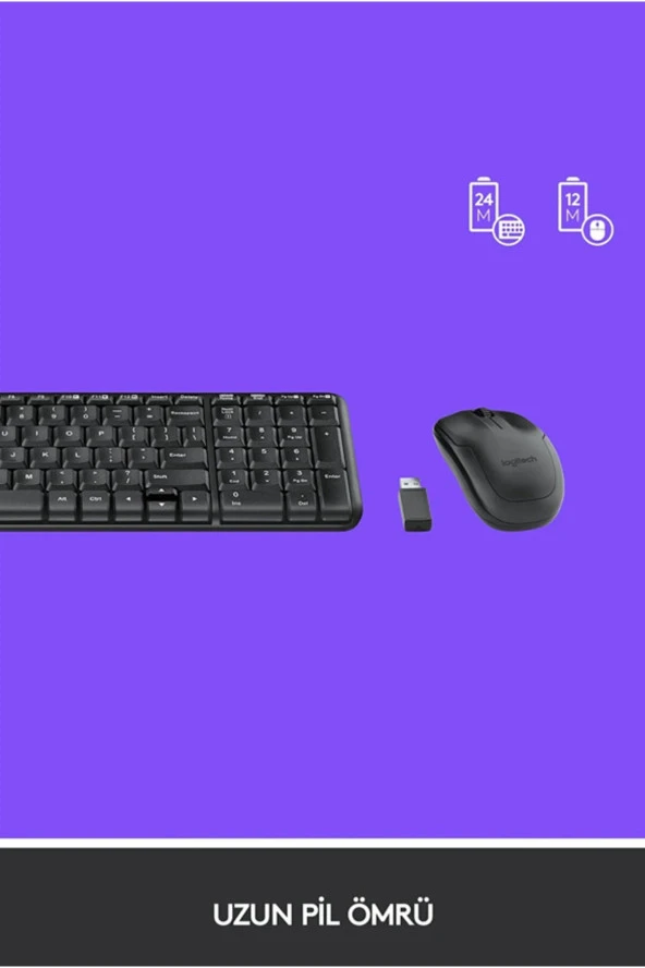 logitech  MK220 Kablosuz Türkçe Klavye Mouse Seti - Siyah 920-003163 - 5
