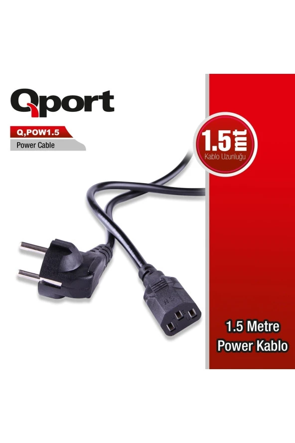 Qport  Q-POW1.5 1,5m PC Güç Kablosu