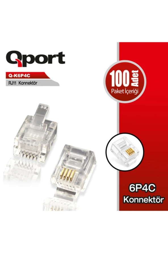Qport  Q-k6p4c Rj11 Telefon Soketi 100 Lü Paket