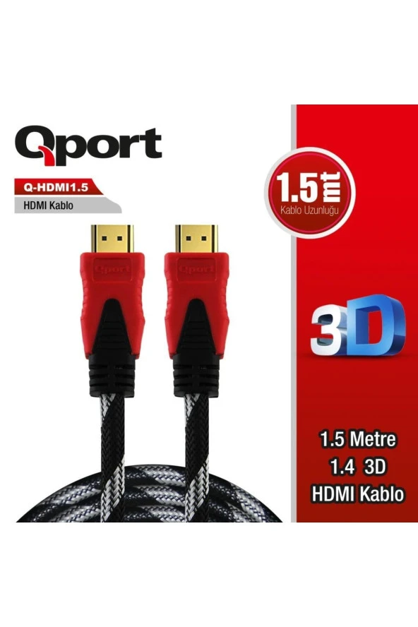 Qport Q-Hdmi1.5 Hdmi To Hdmi 1.5 Metre Altin Uçlu Kablo
