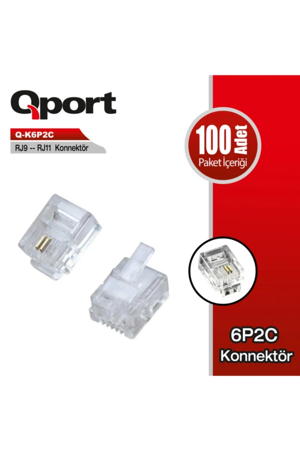 Qport  Q-k6p2c Rj9-rj11 Telefon Soketi 100 Lü Paket