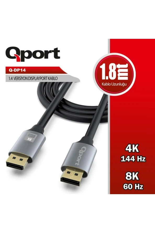 Qport  Q-dp14 1,8m Dısplay Port 1.4v Kablo