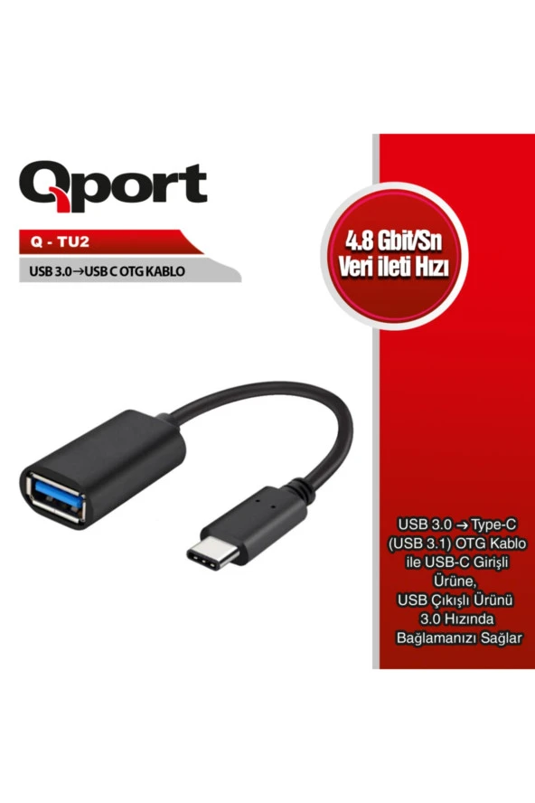 Qport  Q-TU2 Usb-C To Usb3.0 Otg 5gbps Adaptör Kablo - 2