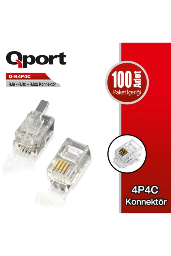 Qport Q-k4p4c Rj9-rj10-rj22 Telefon Soketi 100 Lü Paket