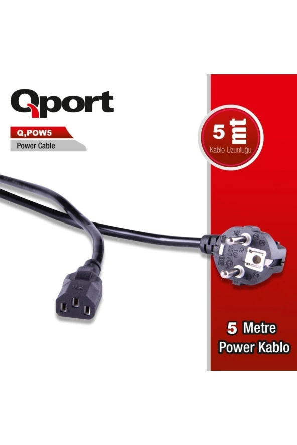 Qport Q-POW5 PC Power Kablosu 5 Metre - 2