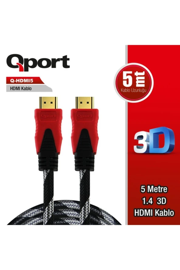 Qport (Q-HDMI5) ALTIN UCLU 5M HDMI KABLO - 3