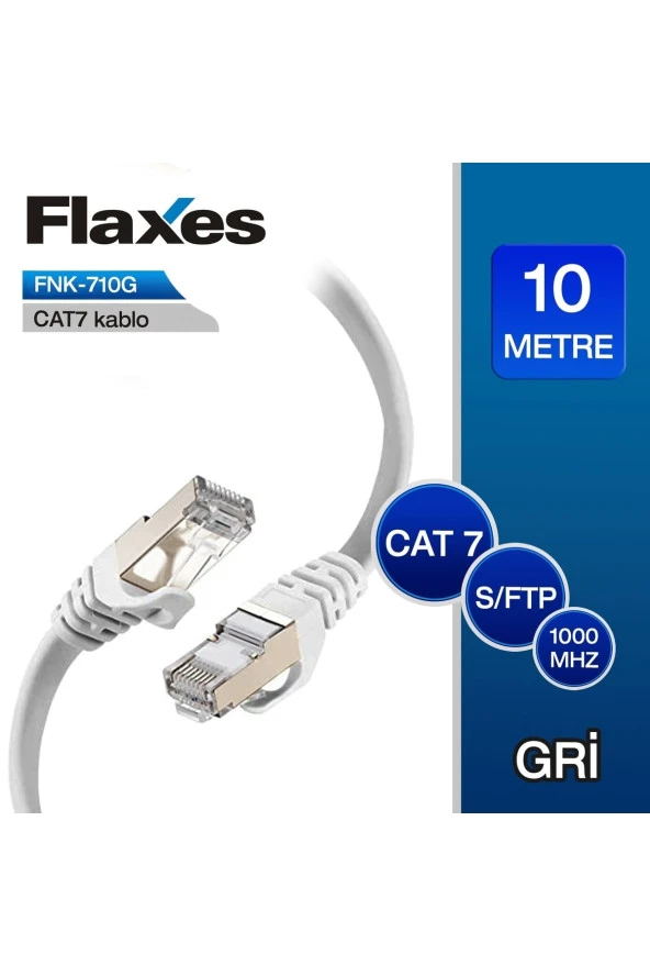 FNK-710G 10 M. Cat 7 Patch Kablosu Gri