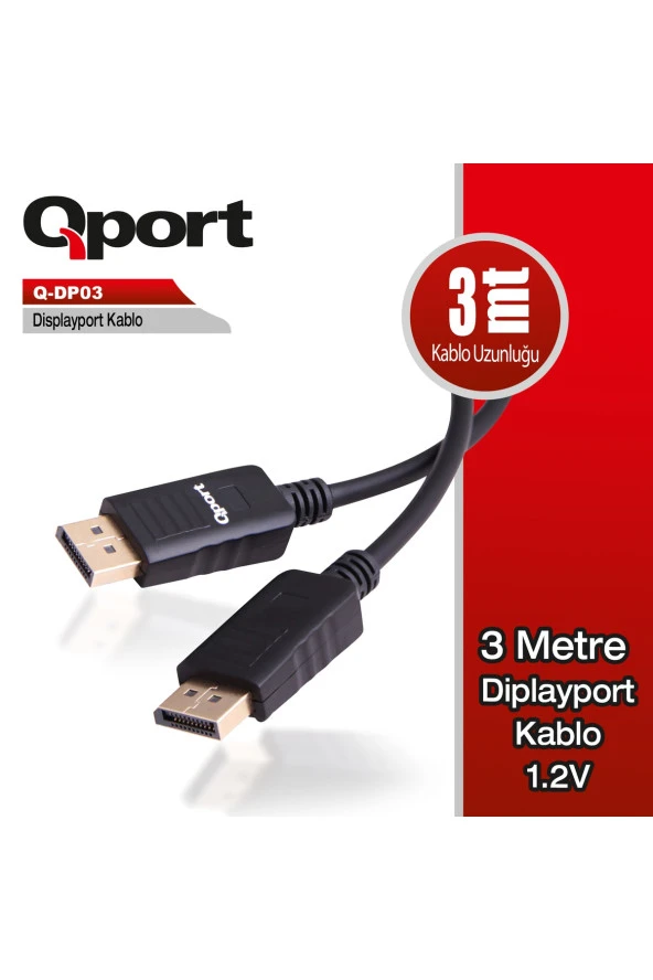 Qport  Q-dp03 Dısplay Port 1.2v 3m Kablo