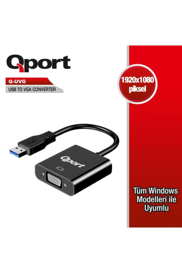 Qport  Q-UVG 16cm Usb-vga Çevirici