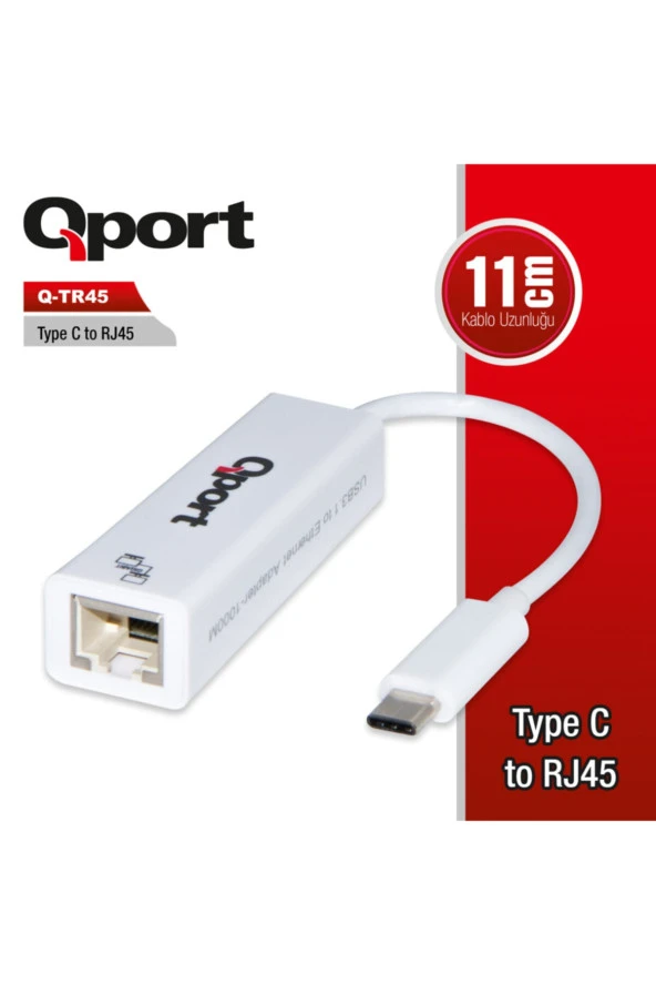 Qport  Type-C to RJ-45 Gigabit Network Converter Çevirici Q-TR45