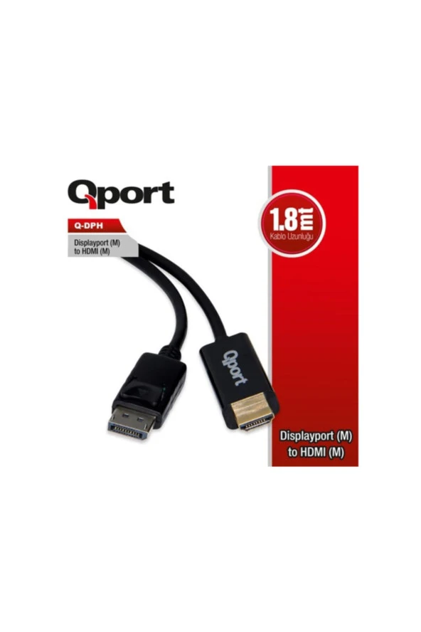 Qport Q-dph Display Port(M) To Hdmı(M) 1.8 Mt Kablo Dönüştürücü