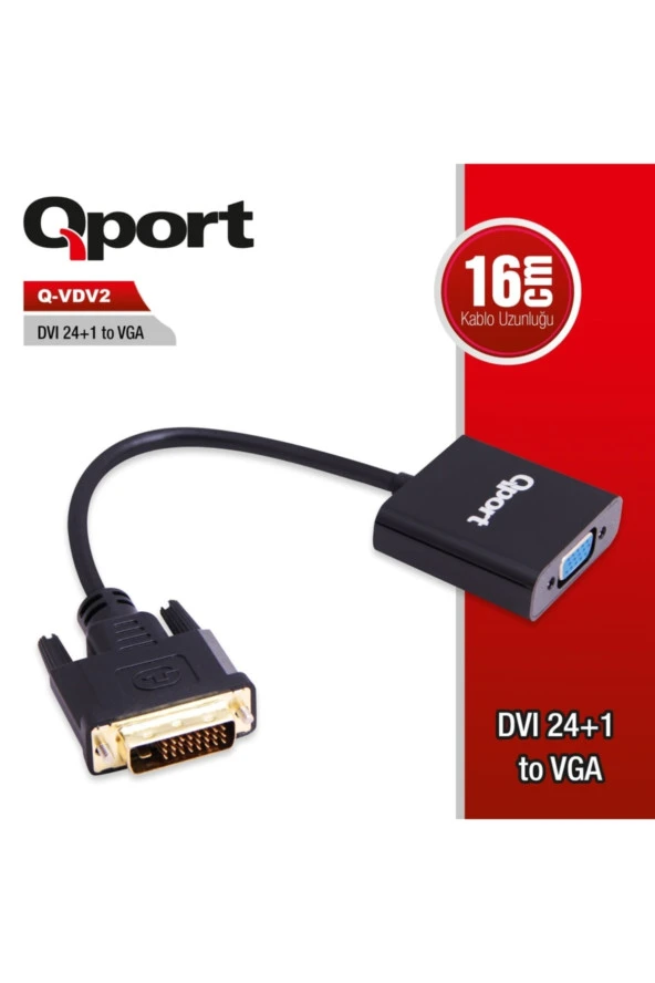 Qport Q-Vdv2 Dvi 24+1 To Vga Aktif Dönüştürücü