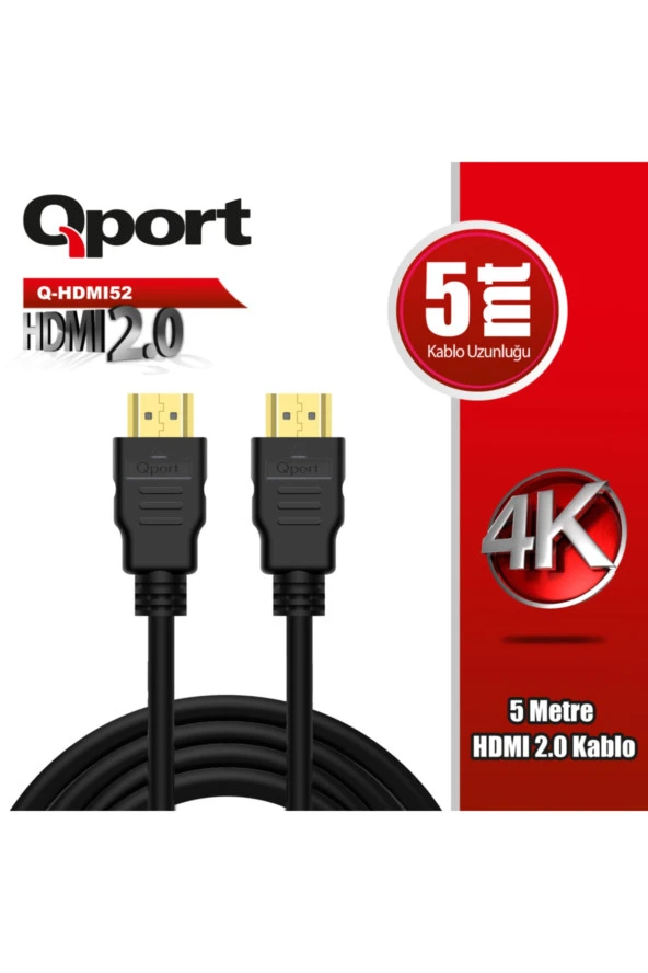 Qport  Q-hdmı52 Altın Uçlu 5 Metre 4k Hdmı2.0 Kablo