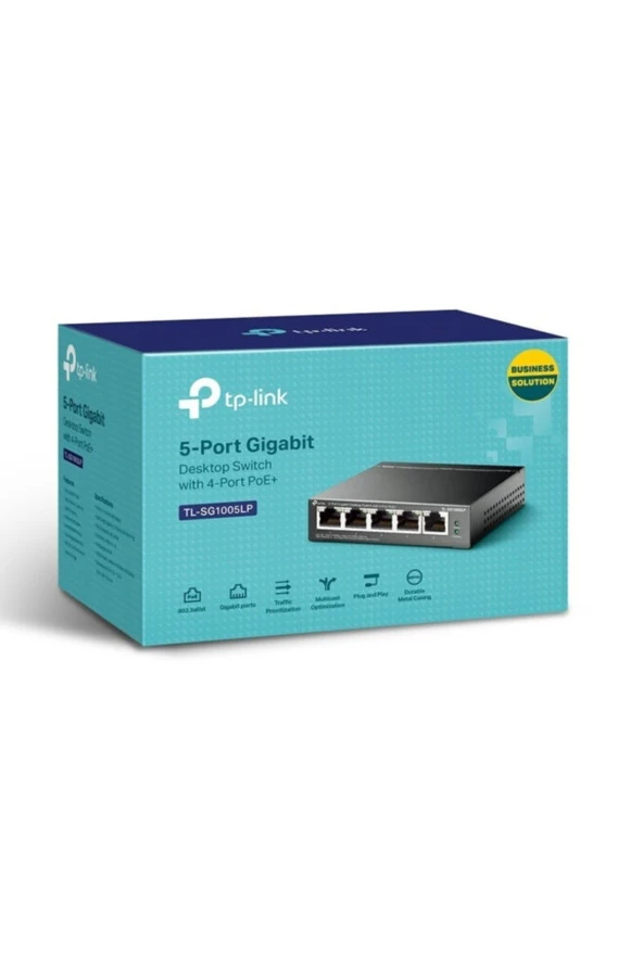 TP-LINK  Tl-sg1005lp 5 Port 4 Port Poe+ 10-100-1000 Mbps 1 Port Uplink Switch Hub Çelik Kasa