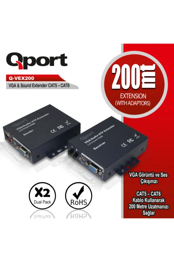 Qport  Q-vex200 200 Metre Vga Extender 2li Paket