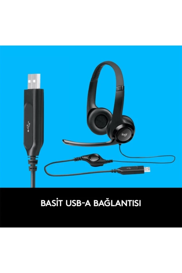 logitech H390 Kablolu Kulak Üstü Mikrofonlu Kulaklık Dijital Stereo Ses Katlanabilir Gürültü Önleyici - 2