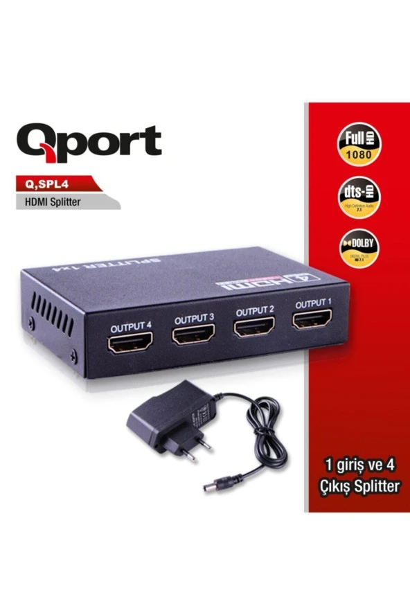 Qport Q-SPL4 Full HD 1 Giriş 4 Çıkış HDMI Splitter - 2
