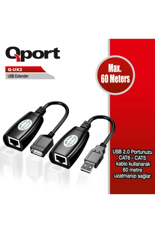 Qport  Q-ux2 60m Usb Extender 2 Li Paket