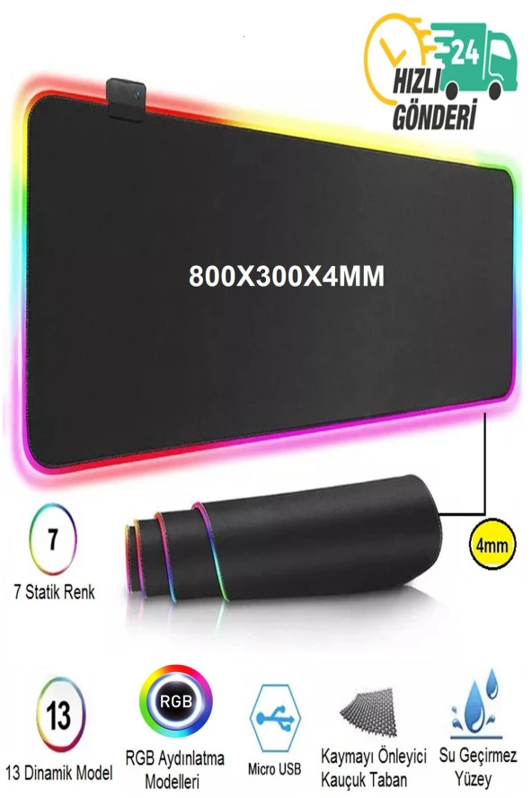 Frisby FMP-7055 Kumaş RGB (800 x 300 x 4 mm)12 Aydınlatma Modu Su Geçirmez