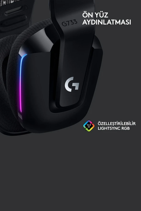 Logitech G733 981-000864 LIGHTSPEED RGB Kablosuz 7.1 Surround Ses Oyuncu Kulaklığı - Siyah