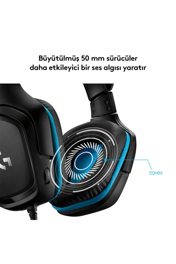 logitech G432 981-000770 7.1 Surround Ses Kablolu Oyuncu Kulaklığı - Siyah - 3