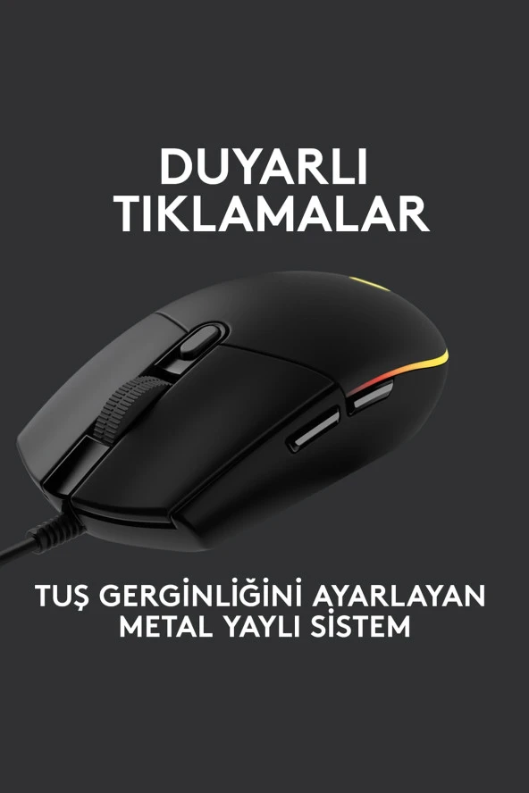 Logitech G102 LIGHTSYNC 910-005823 RGB Aydınlatmalı 8.000 DPI Kablolu Oyuncu Mouse - Siyah - 4