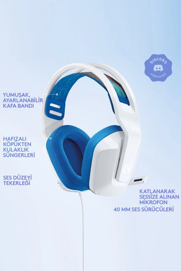 logitech  G335 White 981-001018 Mikrofonlu Beyaz Kablolu Gaming (oyuncu) Kulaklık - 4
