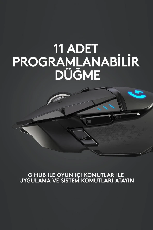 logitech G G502 LIGHTSPEED 25.600 DPI Yüksek Performanslı Kablosuz Oyuncu Mouse - Siyah