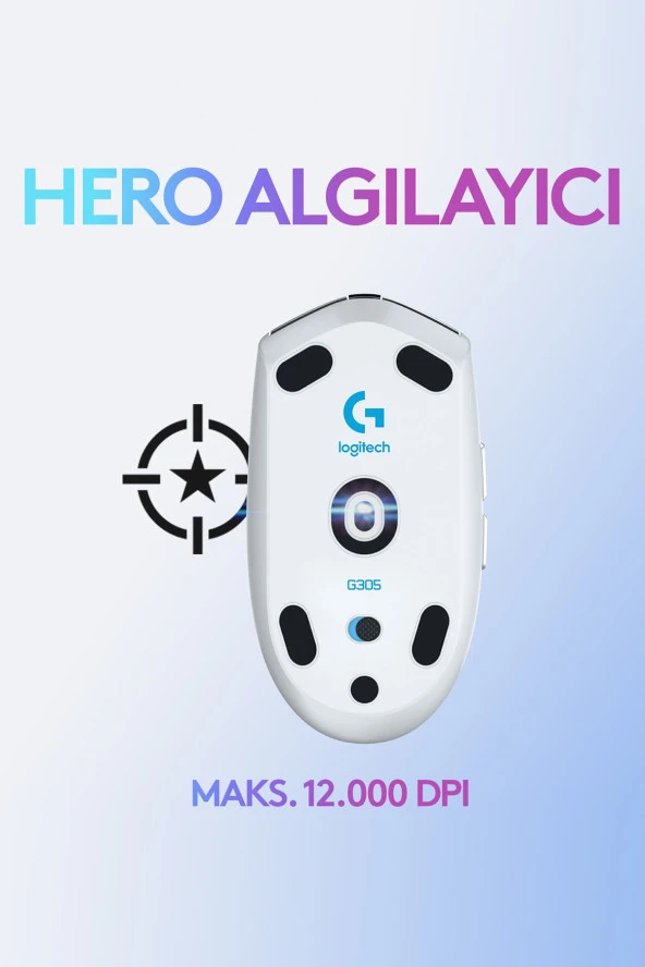 logitech  G G305 LIGHTSPEED 12.000 DPI Kablosuz Oyuncu Mouse - Beyaz ürün görseli 1